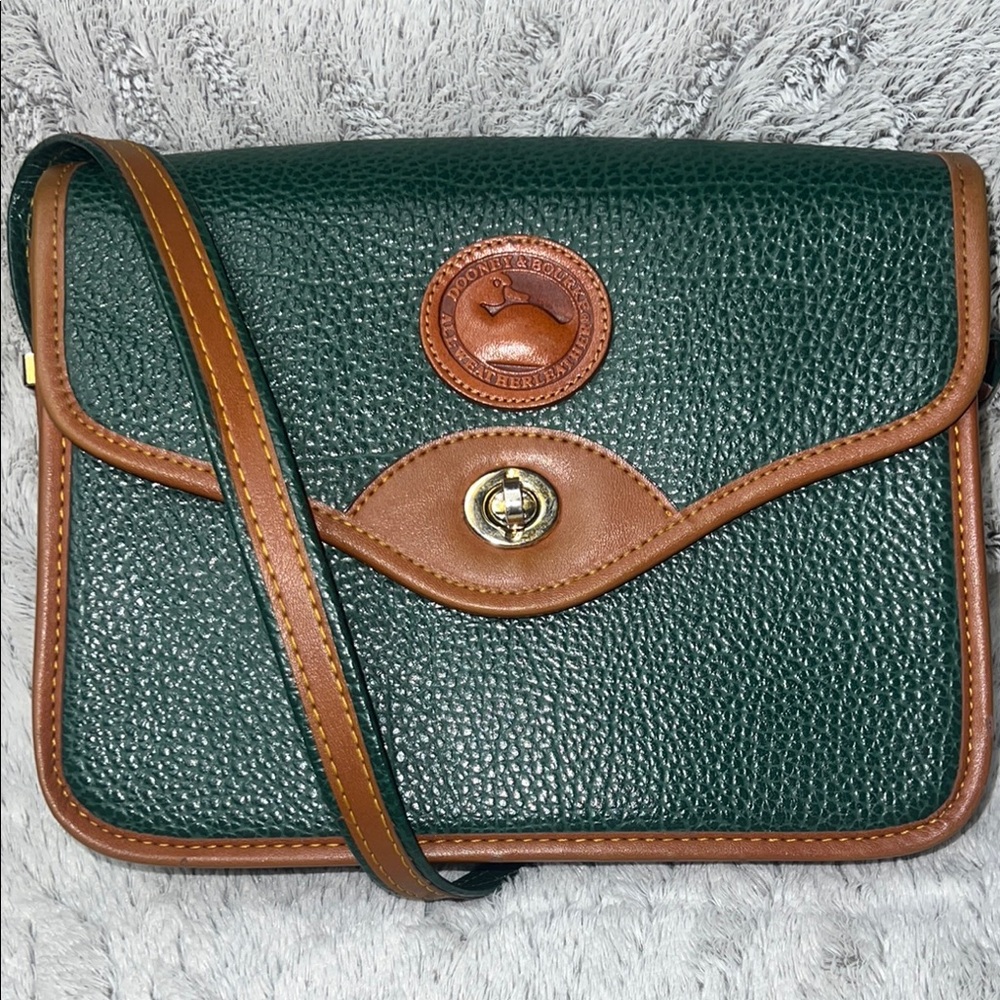 Copy-Dooney & Bourke Green and Brown Leather Crossbody Bag